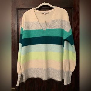 LOFT Striped Relaxed V-neck Sweater